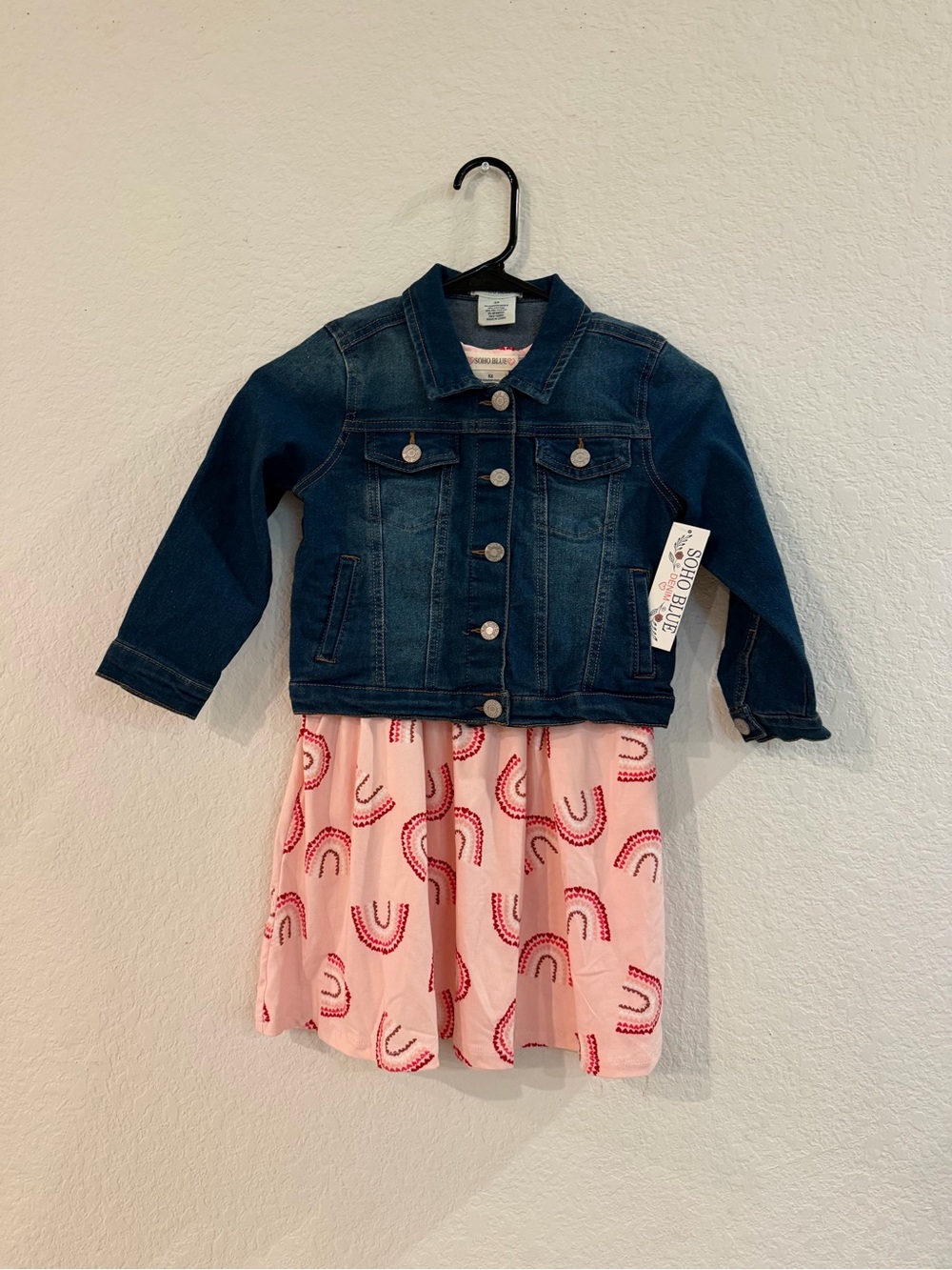 Girls' Dark Blue Denim Jacket with dress